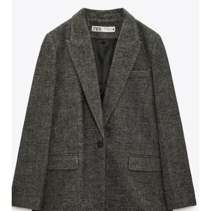Zara Wool Herringbone Blazer